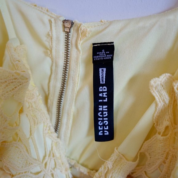 Design Lab Yellow Lace Overlay Midi Dress Size S - Picture 5 of 7